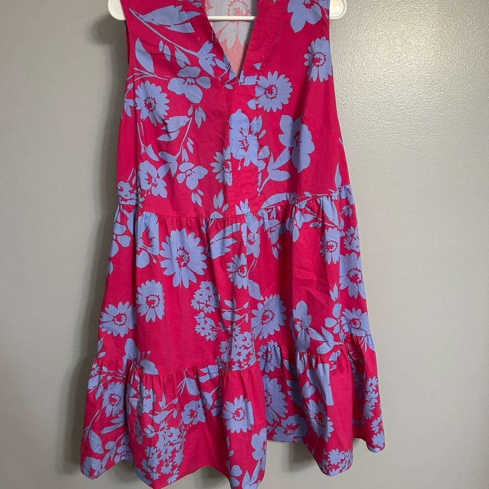 Floral Sleeveless Dress in Pink and Blue
